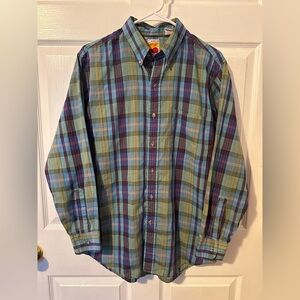 Vintage Career Club Men's Multicolor Plaid Long Sleeve Button Down Shirt